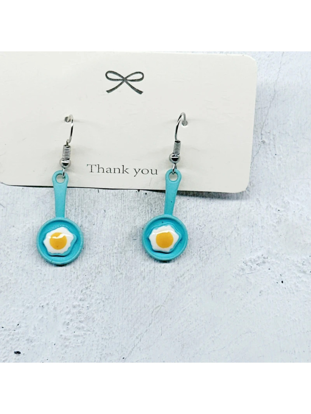3133mc. Blue Egg Skillet Earrings